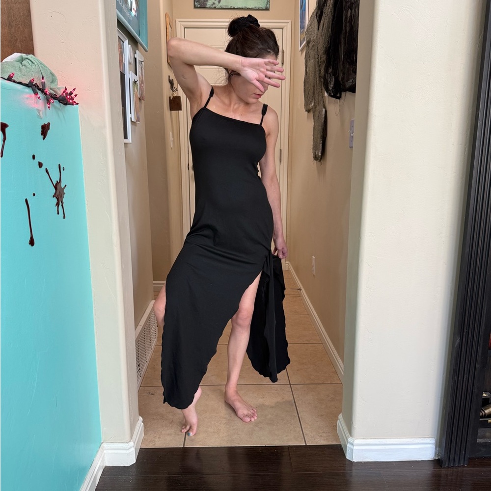 Elegant Black Spaghetti Strap Dress